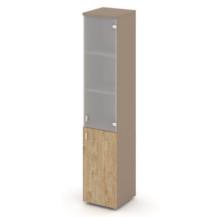 Estetica Шкаф высокий узкий правый ES.SU-1.2 (R) Латте/Тиквуд Светлый/Сатин матовый 400*420*1977