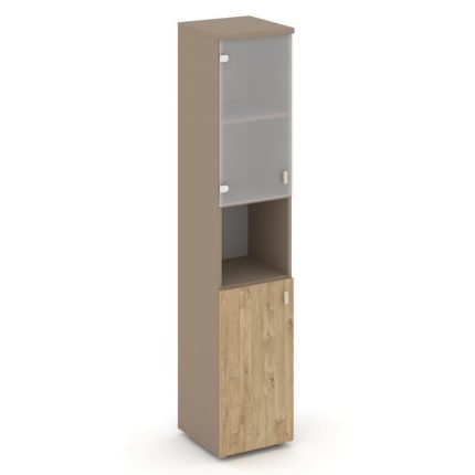 Estetica Шкаф высокий узкий левый ES.SU-1.4 (L) Латте/Тиквуд Светлый/Сатин матовый 400*420*1977
