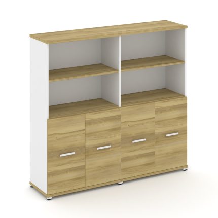 Concept Шкаф 2 широкие секции, 4 ниши CN.STS-421 W Дуб Винченцо/Белый Бриллиант/Металл Белый 1668*42