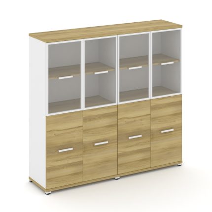 Concept Шкаф 2 широкие секции, 4 ниши CN.STS-422 RPW W Дуб Винченцо/Белый Бриллиант/Металл Белый/Про