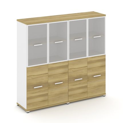 Concept Шкаф 2 широкие секции, 4 ниши CN.STS-422 RMW W Дуб Винченцо/Белый Бриллиант/Металл Белый/Сат