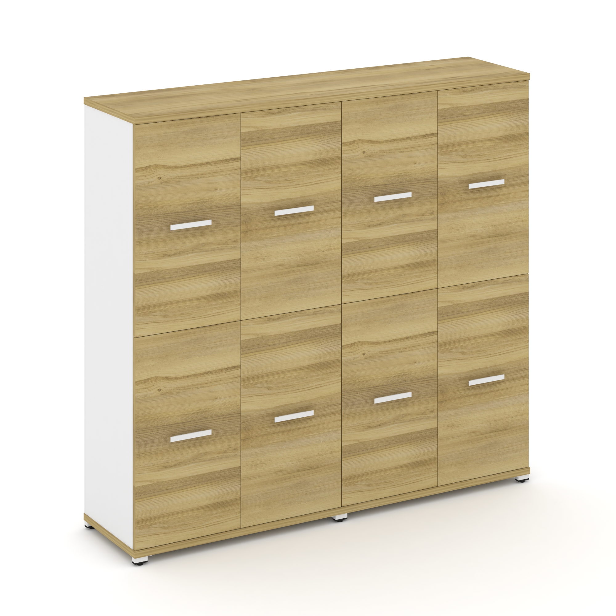 Concept Шкаф 2 широкие секции, 4 ниши CN.STS-422 W Дуб Винченцо/Белый Бриллиант/Металл Белый 1668*42