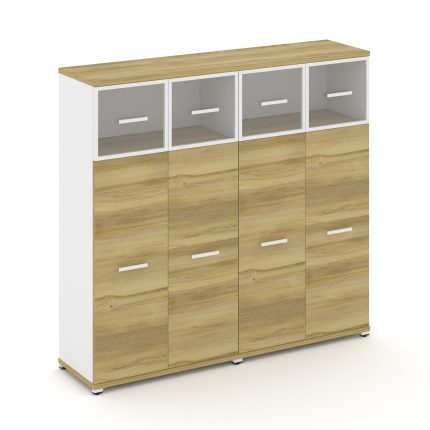 Concept Шкаф 2 широкие секции, 4 ниши CN.STS-424 RPW W Дуб Винченцо/Белый Бриллиант/Металл Белый/Про