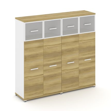 Concept Шкаф 2 широкие секции, 4 ниши CN.STS-424 RMW W Дуб Винченцо/Белый Бриллиант/Металл Белый/Сат