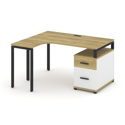 Concept Стол эргономичный с опорной тумбой CN.SA-302(L) B Дуб Винченцо/Белый Бриллиант/Металл Черный