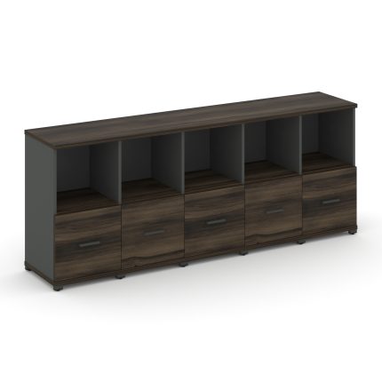 Concept Шкаф 5 узких секций, 2 ниши CN.STU-251 A Дуб Мали/Антрацит/Металл Антрацит 2084*420*818