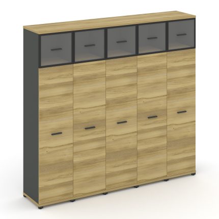 Concept Шкаф 5 узких секций, 5 ниш CN.STU-557 RPB A Дуб Винченцо/Антрацит/Металл Антрацит/Прозрачный