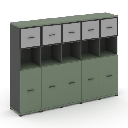 Concept Шкаф 5 узких секций, 4 ниши CN.STU-455 RMB A Кобо/Антрацит/Металл Антрацит/Сатин 2084*420*15