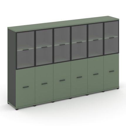 Concept Шкаф 6 узких секций, 4 ниши CN.STU-462 RPB A Кобо/Антрацит/Металл Антрацит/Прозрачный 2500*4