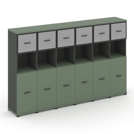 Concept Шкаф 6 узких секций, 4 ниши CN.STU-465 RMB A Кобо/Антрацит/Металл Антрацит/Сатин 2500*420*15