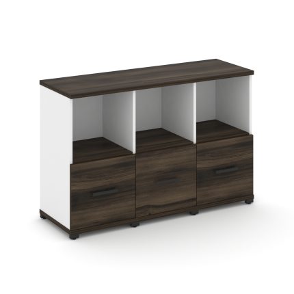 Concept Шкаф 3 узкие секции, 2 ниши CN.STU-231 B Дуб Мали/Белый Бриллиант/Металл Черный 1252*420*818