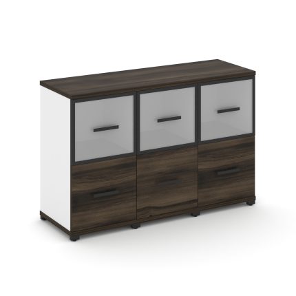 Concept Шкаф 3 узкие секции, 2 ниши CN.STU-232 RMB B Дуб Мали/Белый Бриллиант/Металл Черный/Сатин 12