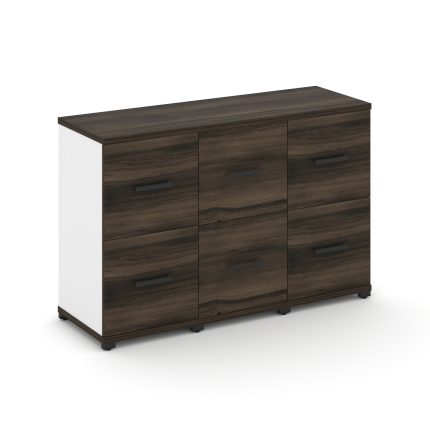 Concept Шкаф 3 узкие секции, 2 ниши CN.STU-232 B Дуб Мали/Белый Бриллиант/Металл Черный 1252*420*818