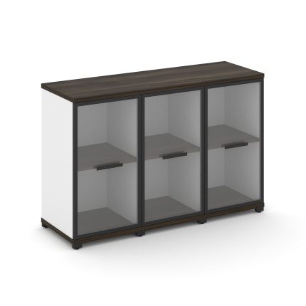 Concept Шкаф 3 узкие секции, 2 ниши CN.STU-233 RPB B Дуб Мали/Белый Бриллиант/Металл Черный/Прозрачн