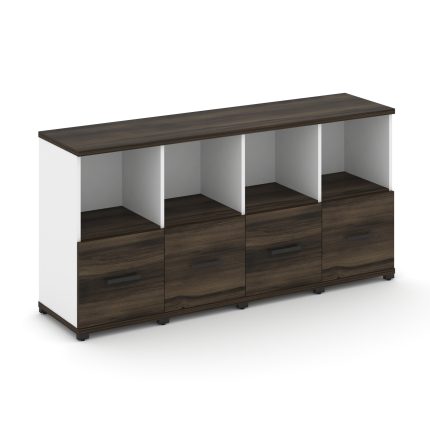 Concept Шкаф 4 узкие секции, 2 ниши CN.STU-241 B Дуб Мали/Белый Бриллиант/Металл Черный 1668*420*818