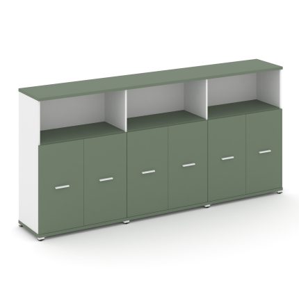 Concept Шкаф 3 широкие секции, 3 ниши CN.STS-333 W Кобо/Белый Бриллиант/Металл Белый 2500*420*1186