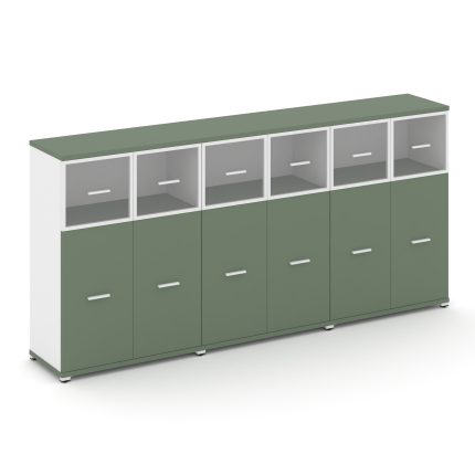 Concept Шкаф 3 широкие секции, 3 ниши CN.STS-334 RPW W Кобо/Белый Бриллиант/Металл Белый/Прозрачный