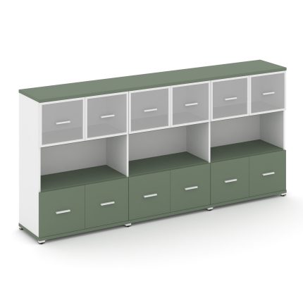 Concept Шкаф 3 широкие секции, 3 ниши CN.STS-335 RMW W Кобо/Белый Бриллиант/Металл Белый/Сатин 2500*