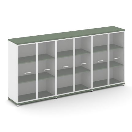 Concept Шкаф 3 широкие секции, 3 ниши CN.STS-336 RPW W Кобо/Белый Бриллиант/Металл Белый/Прозрачный