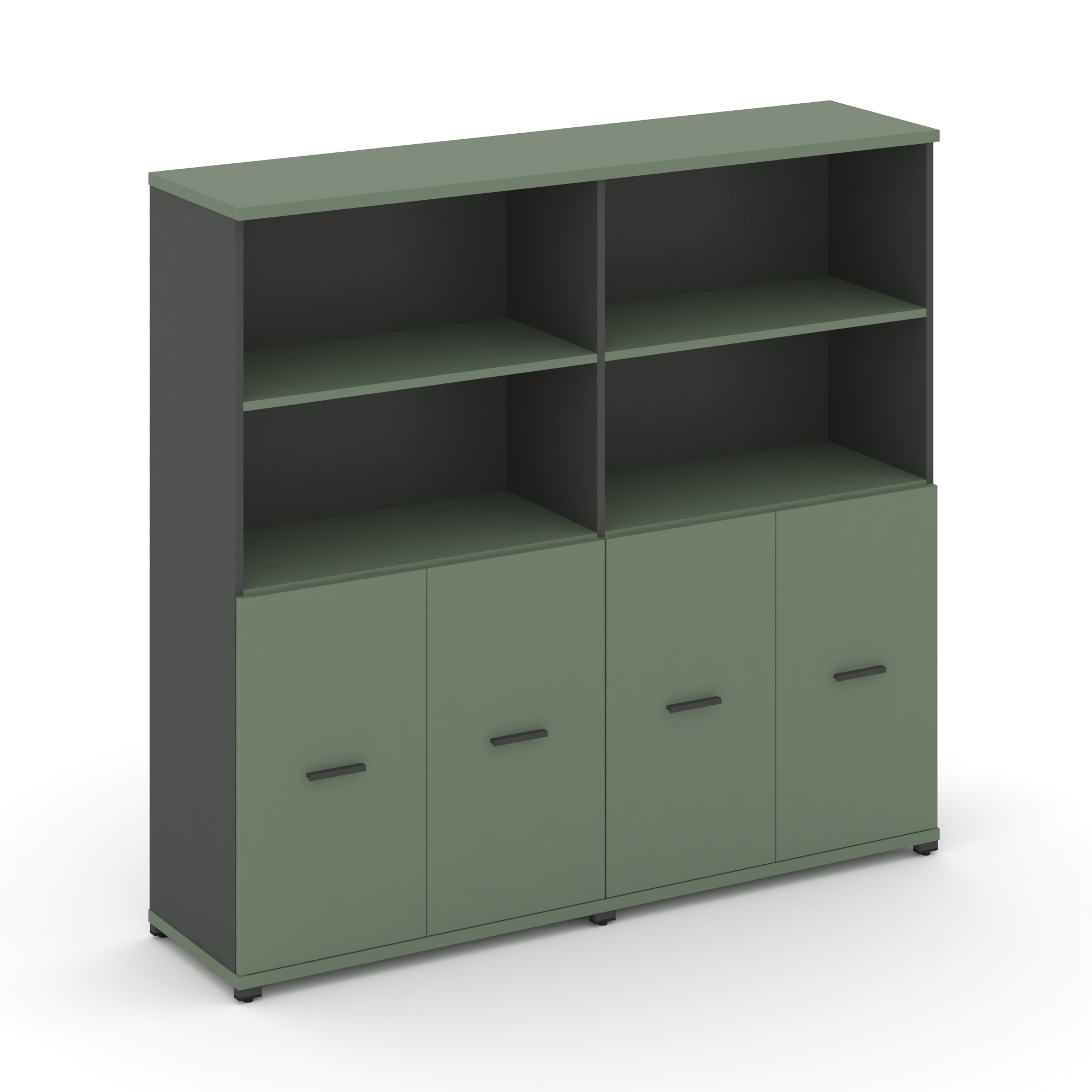 Concept Шкаф 2 широкие секции, 4 ниши CN.STS-421 A Кобо/Антрацит/Металл Антрацит 1668*420*1554