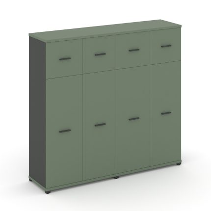 Concept Шкаф 2 широкие секции, 4 ниши CN.STS-424 A Кобо/Антрацит/Металл Антрацит 1668*420*1554