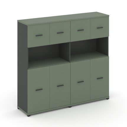 Concept Шкаф 2 широкие секции, 4 ниши CN.STS-425 A Кобо/Антрацит/Металл Антрацит 1668*420*1554