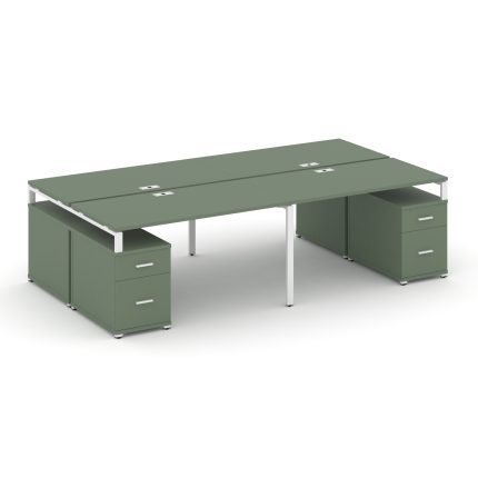 Concept Рабочая станция 4 места с 2 двухсторонними опорными тумбами CN.DRS-331 W Кобо/Металл Белый 2