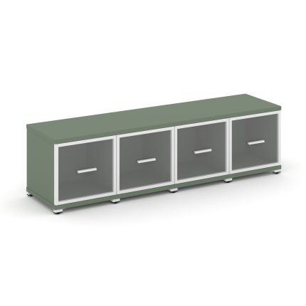 Concept Шкаф 4 узкие секции, 1 ниша CN.STU-143 RPW W Кобо/Металл Белый/Прозрачный 1668*420*450