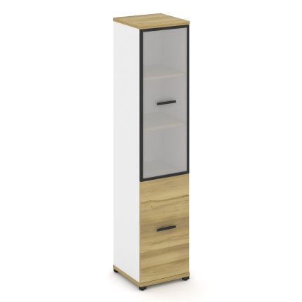 Concept Шкаф 1 узкая секция, 5 ниш CN.STU-512 RMB B Дуб Винченцо/Белый Бриллиант/Металл Черный/Сатин