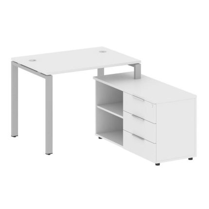 Metal System Рабочая станция с тумбой на П-образном м/к БП.РС-СТС-2.1 (R) Белый/Металл Серый 1100*15
