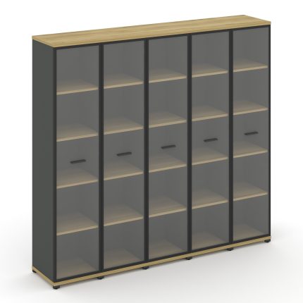 Concept Шкаф 5 узких секций, 5 ниш CN.STU-558 RPB A Дуб Винченцо/Антрацит/Металл Антрацит/Прозрачный