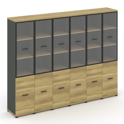 Concept Шкаф 6 узких секций, 5 ниш CN.STU-562 RPB A Дуб Винченцо/Антрацит/Металл Антрацит/Прозрачный