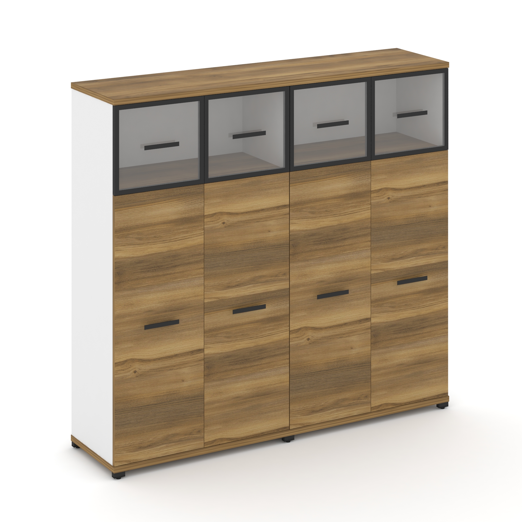 Concept Шкаф 2 широкие секции, 4 ниши CN.STS-424 RPB B Сандал Янтарный/Белый Бриллиант/Металл Черный