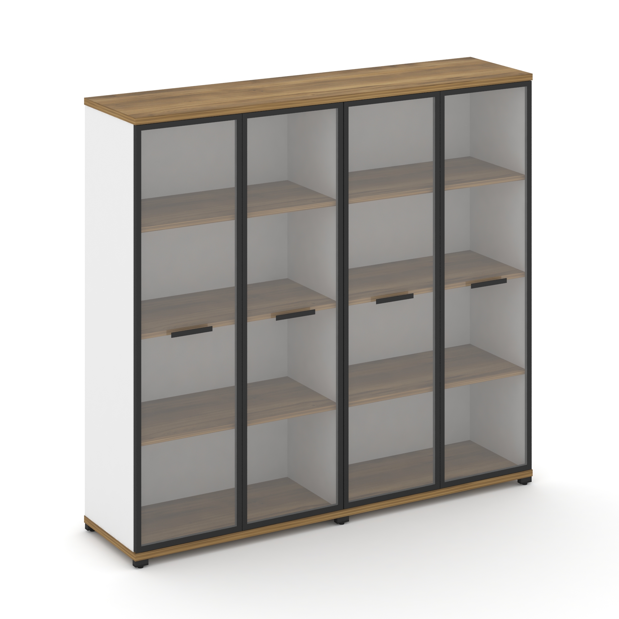 Concept Шкаф 2 широкие секции, 4 ниши CN.STS-426 RPB B Сандал Янтарный/Белый Бриллиант/Металл Черный