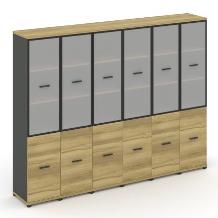 Concept Шкаф 6 узких секций, 5 ниш CN.STU-562 RMB A Дуб Винченцо/Антрацит/Металл Антрацит/Сатин 2500