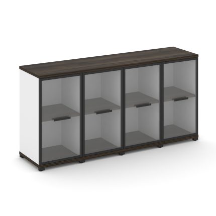 Concept Шкаф 4 узкие секции, 2 ниши CN.STU-243 RPB B Дуб Мали/Белый Бриллиант/Металл Черный/Прозрачн