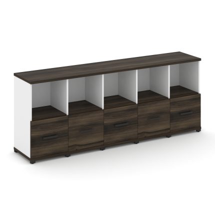 Concept Шкаф 5 узких секций, 2 ниши CN.STU-251 B Дуб Мали/Белый Бриллиант/Металл Черный 2084*420*818