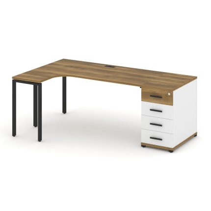 Concept Стол эргономичный CN.SA-402(L) B Сандал Янтарный/Белый Бриллиант/Металл Черный 2000*1180*750