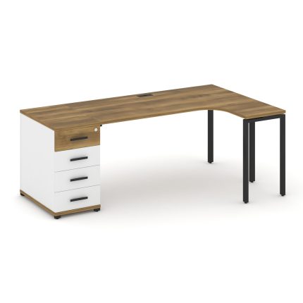 Concept Стол эргономичный CN.SA-402(R) B Сандал Янтарный/Белый Бриллиант/Металл Черный 2000*1180*750