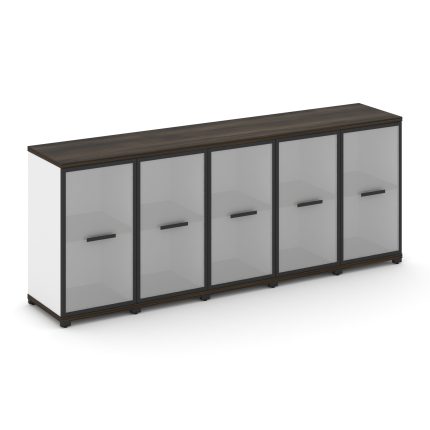 Concept Шкаф 5 узких секций, 2 ниши CN.STU-253 RMB B Дуб Мали/Белый Бриллиант/Металл Черный/Сатин 20