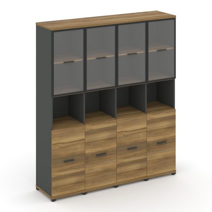Concept Шкаф 4 узкие секции, 5 ниш  CN.STU-543 RPB A Сандал Янтарный/Антрацит/Металл Антрацит/Прозра