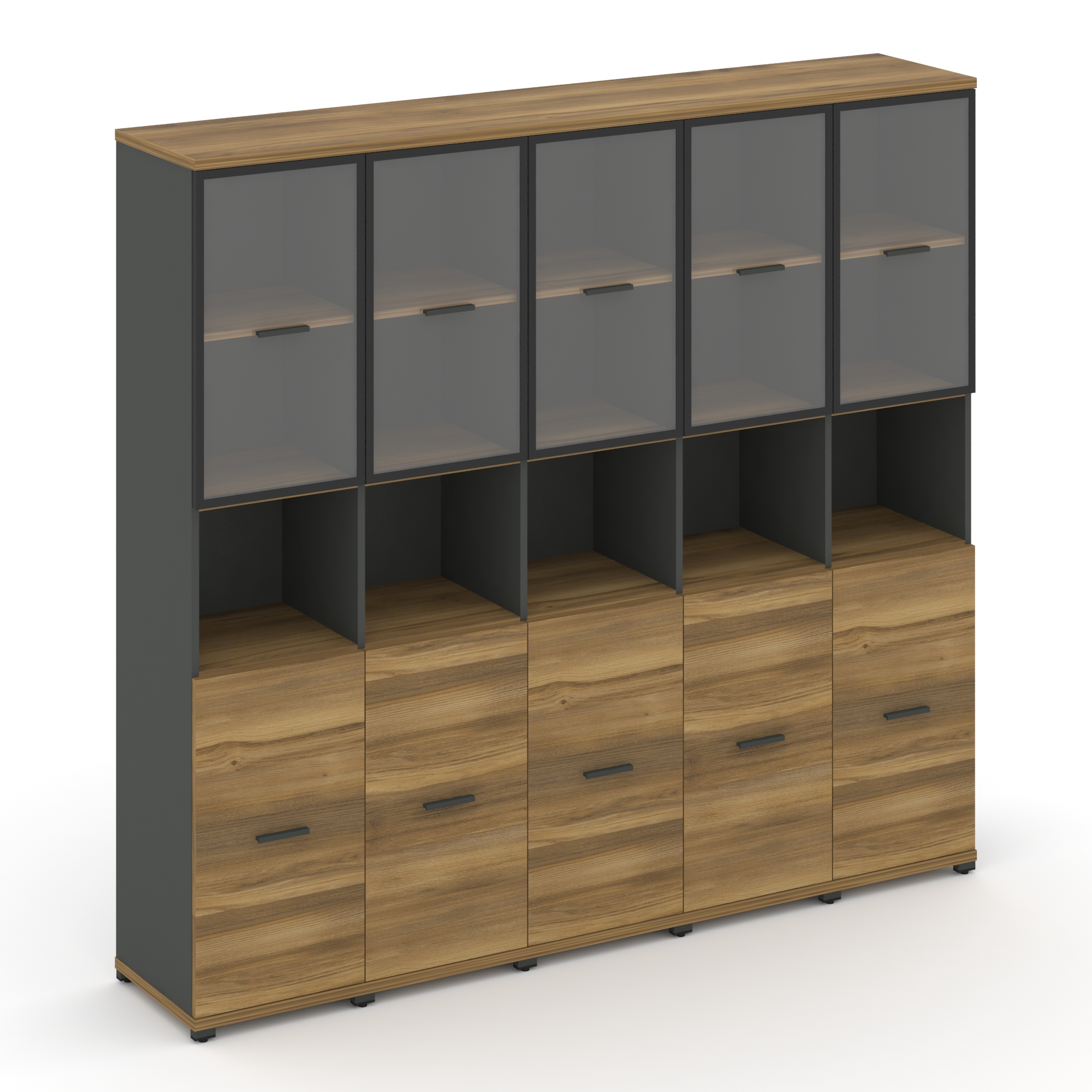 Concept Шкаф 5 узких секции, 5 ниш CN.STU-553 RPB A Сандал Янтарный/Антрацит/Металл Антрацит/Прозрач