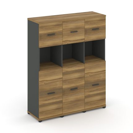 Concept Шкаф 3 узкие секции, 4 ниши CN.STU-435 A Сандал Янтарный/Антрацит/Металл Антрацит 1252*420*1