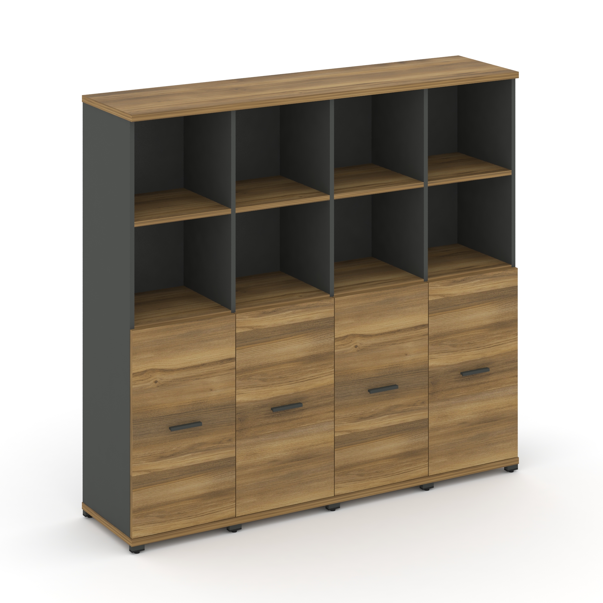 Concept Шкаф 4 узкие секции, 4 ниши CN.STU-441 A Сандал Янтарный/Антрацит/Металл Антрацит 1668*420*1