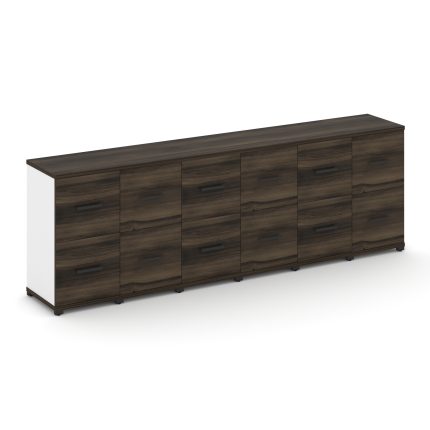 Concept Шкаф 6 узких секций, 2 ниши CN.STU-262 B Дуб Мали/Белый Бриллиант/Металл Черный 2500*420*818