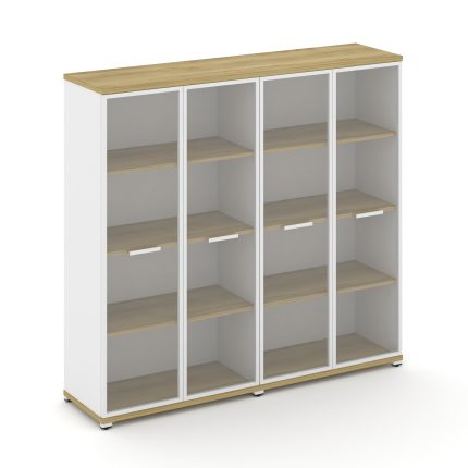 Concept Шкаф 2 широкие секции, 4 ниши CN.STS-426 RPW W Дуб Винченцо/Белый Бриллиант/Металл Белый/Про