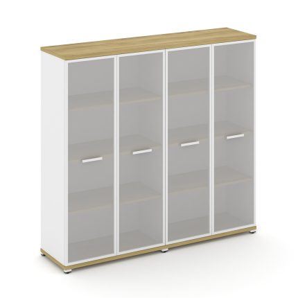 Concept Шкаф 2 широкие секции, 4 ниши CN.STS-426 RMW W Дуб Винченцо/Белый Бриллиант/Металл Белый/Сат