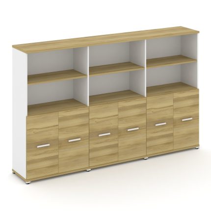 Concept Шкаф 3 широкие секции, 4 ниши CN.STS-431 W Дуб Винченцо/Белый Бриллиант/Металл Белый 2500*42