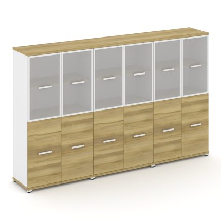 Concept Шкаф 3 широкие секции, 4 ниши CN.STS-432 RMW W Дуб Винченцо/Белый Бриллиант/Металл Белый/Сат