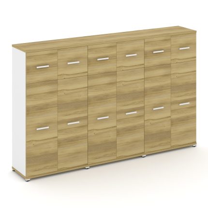 Concept Шкаф 3 широкие секции, 4 ниши CN.STS-434 W Дуб Винченцо/Белый Бриллиант/Металл Белый 2500*42